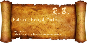 Rubint Benjámin névjegykártya